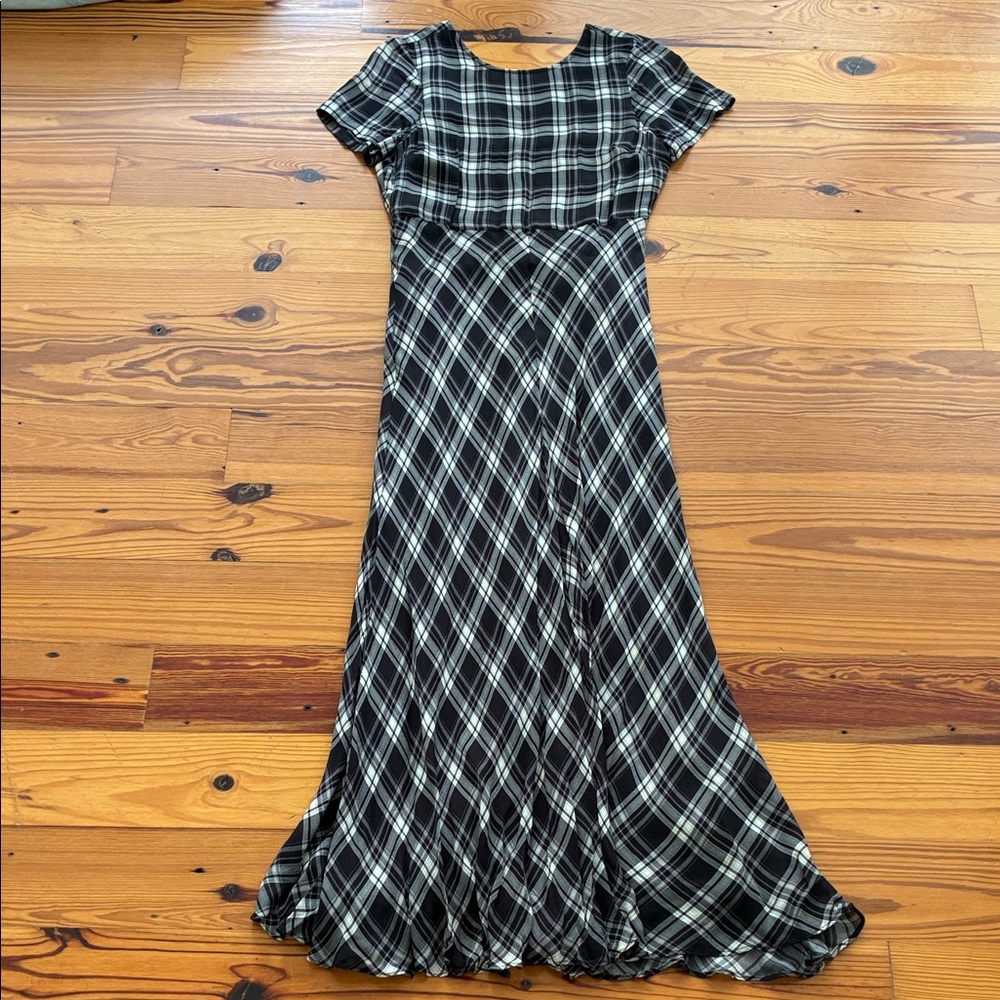 J. Crew Berkshire Black and White Plaid Maxi Dress
